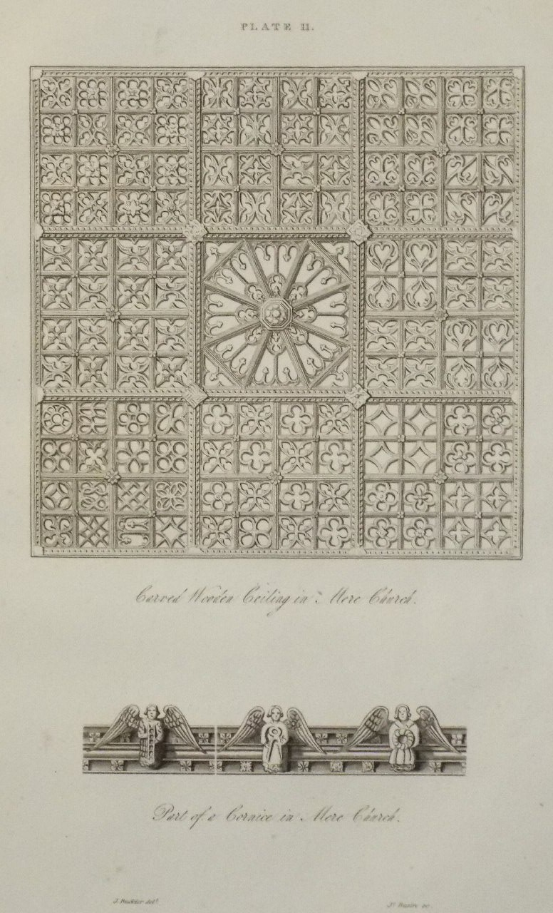 Print - Carved Wooden Ceiling in Mere Church,  
Part of Cornice in Mere Church - Basire